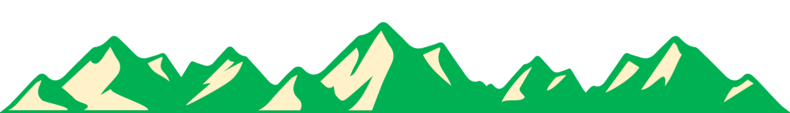 A graphic of a tan and green mountain range
