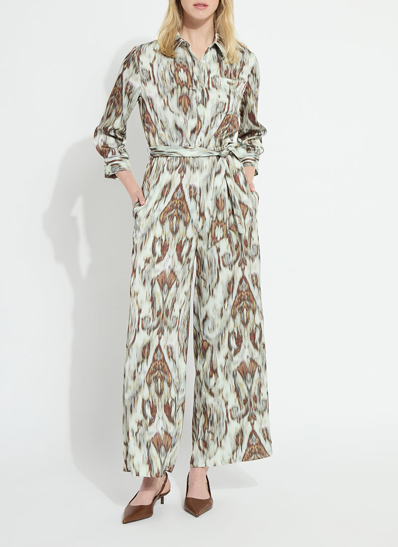 Image of Dahlia Belted Satin Wide Leg Jumpsuit