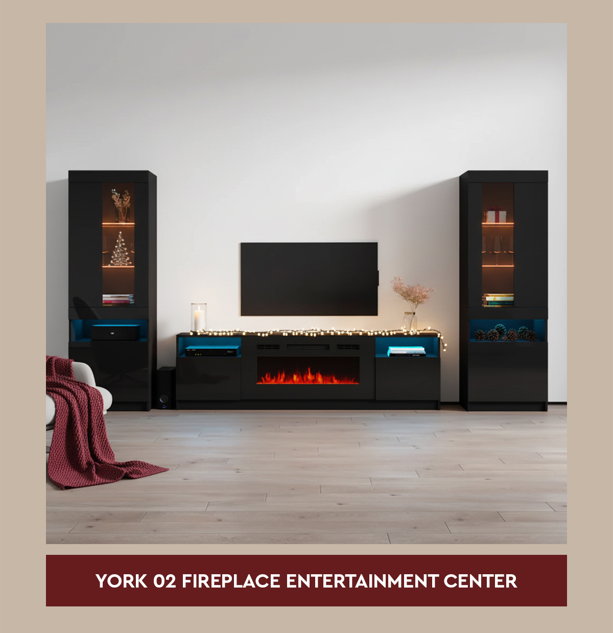 York 02 Fireplace Entertainment Center