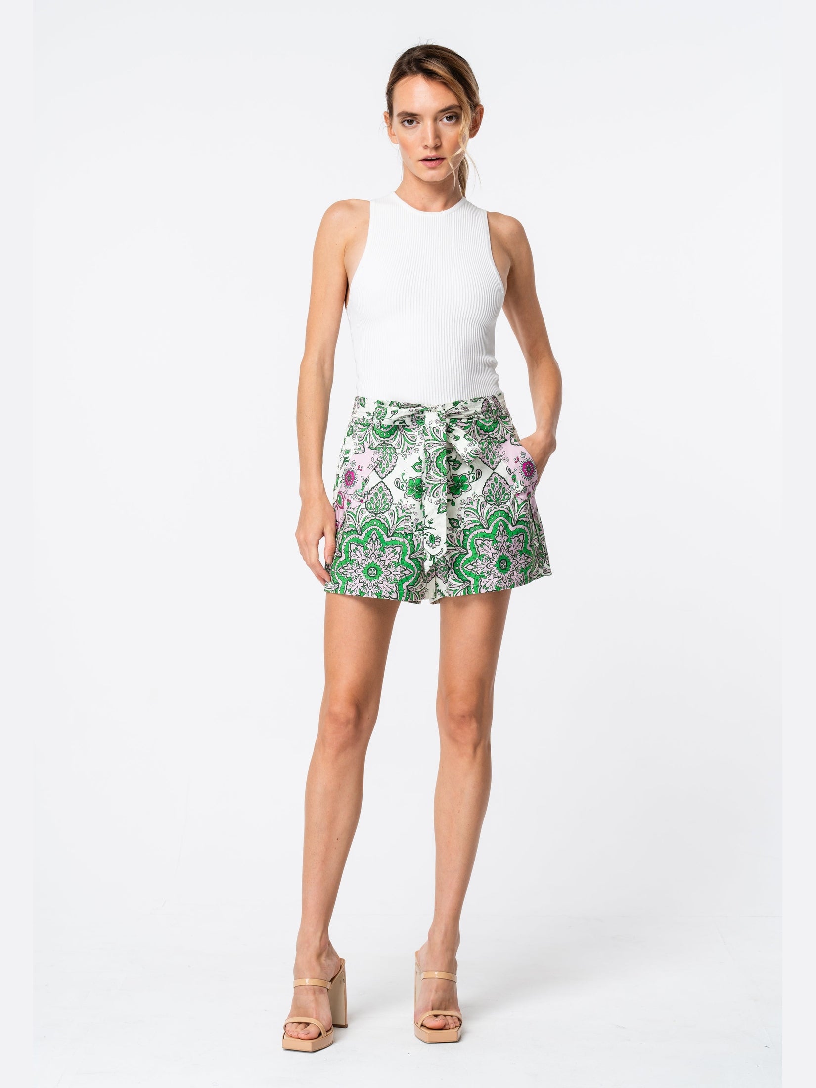 Image of Talulla Floral Print Belted Shorts