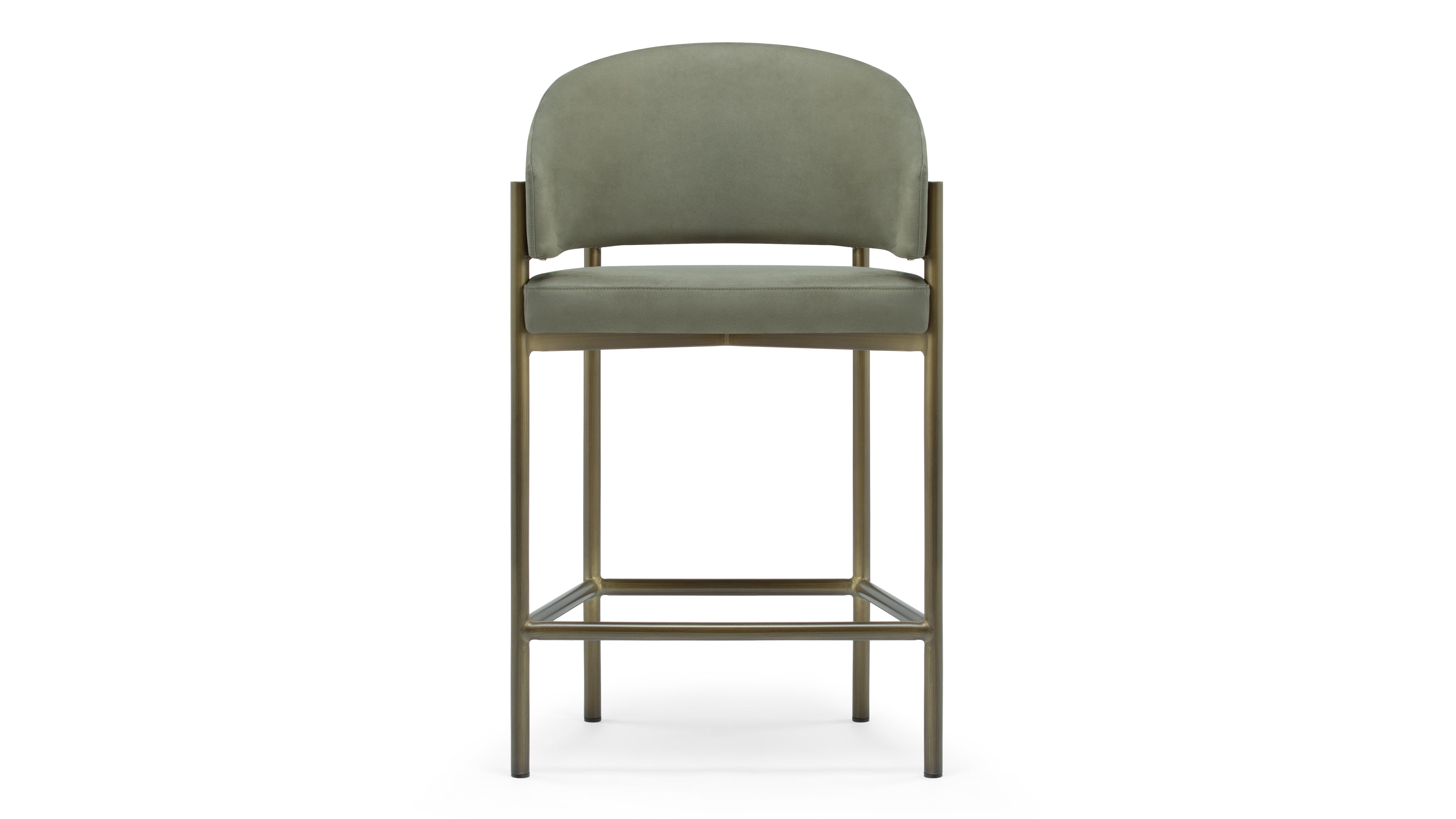 Image of Esme - Esme Counter Stool, Sage Vegan Suede and Brushed Brass