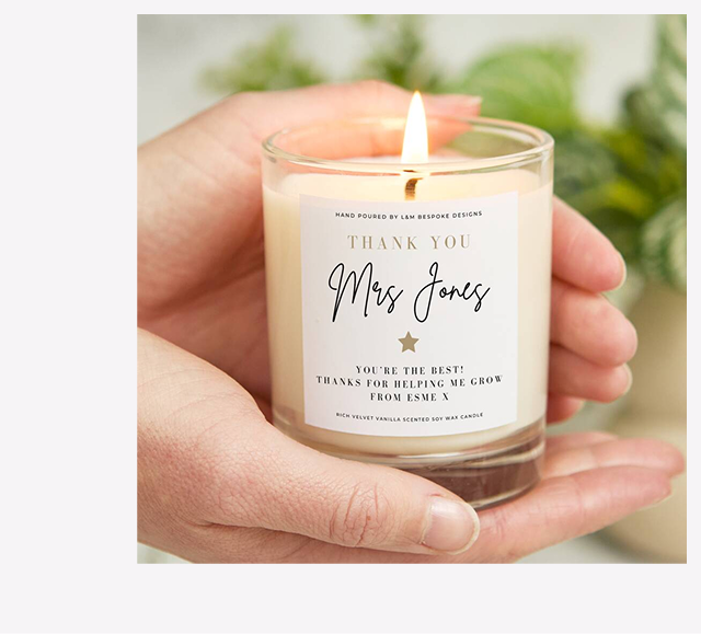 Personalised Teacher Gift Thank You Teacher Candle