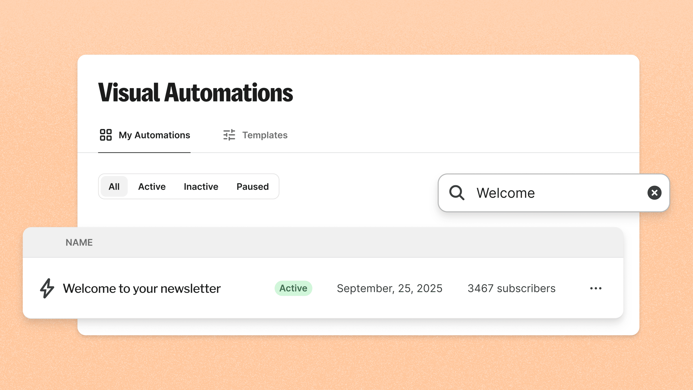new search functionality in Visual Automations and Kit App Store
