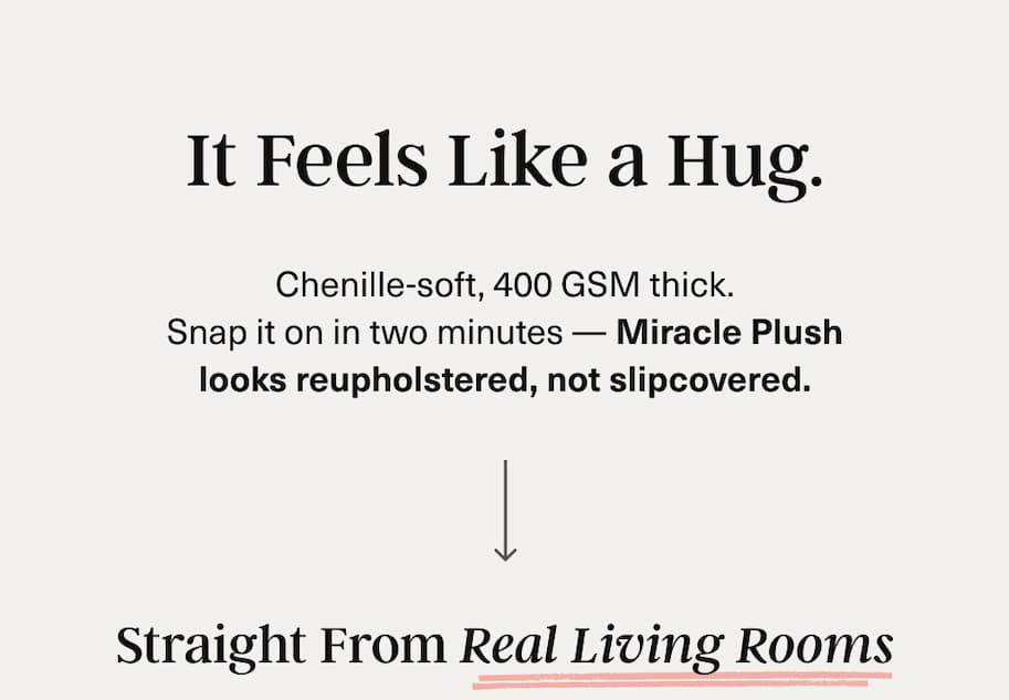 It Feels Like A Hug. Chenille soft, 400 GSM thick. Snap it on in two minutes. 