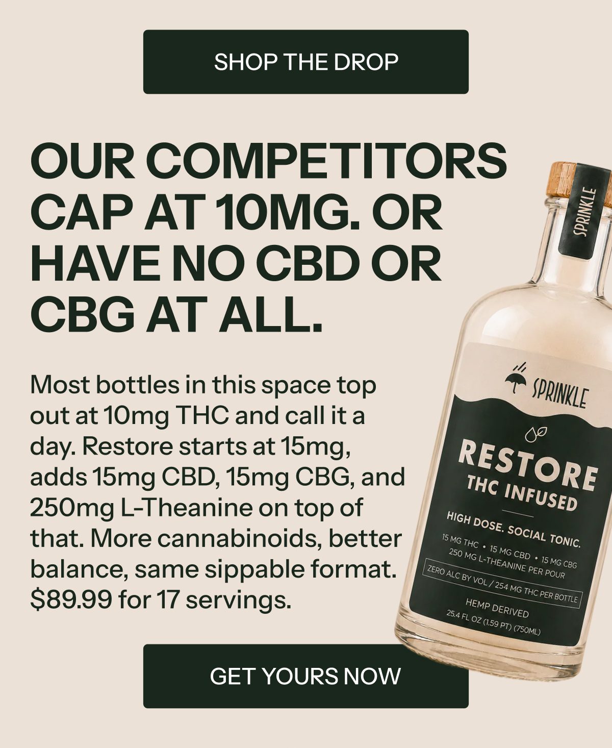 Text about competitors' THC cap and product details for Restore.