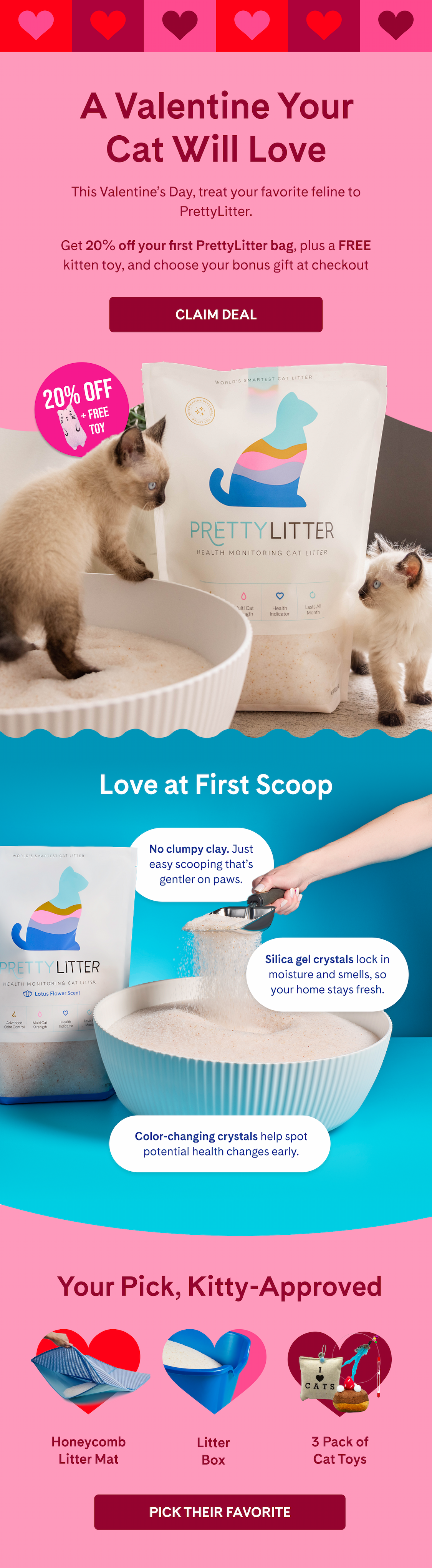 Valentine's Day Deal: 20% off your first order + FREE kitten toy + FREE choose-your-own bonus gift | SHOP NOW