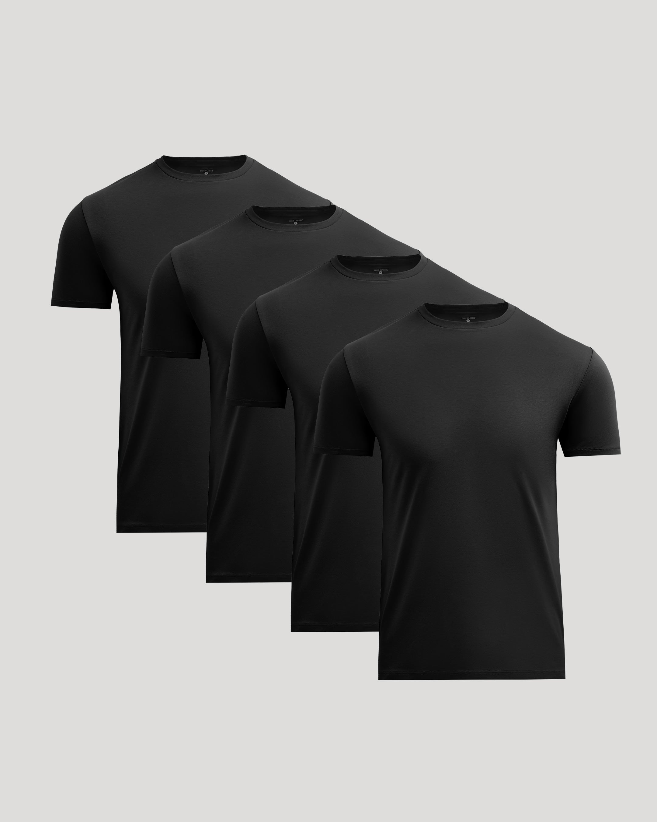 Image of All Black Pima Cotton Blend Crew 4-Pack