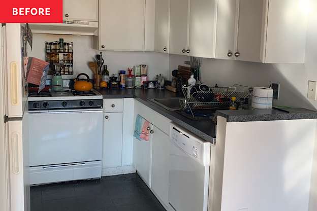 This Renter Gave Her Tiny, Bland Kitchen a Bold Red Makeover