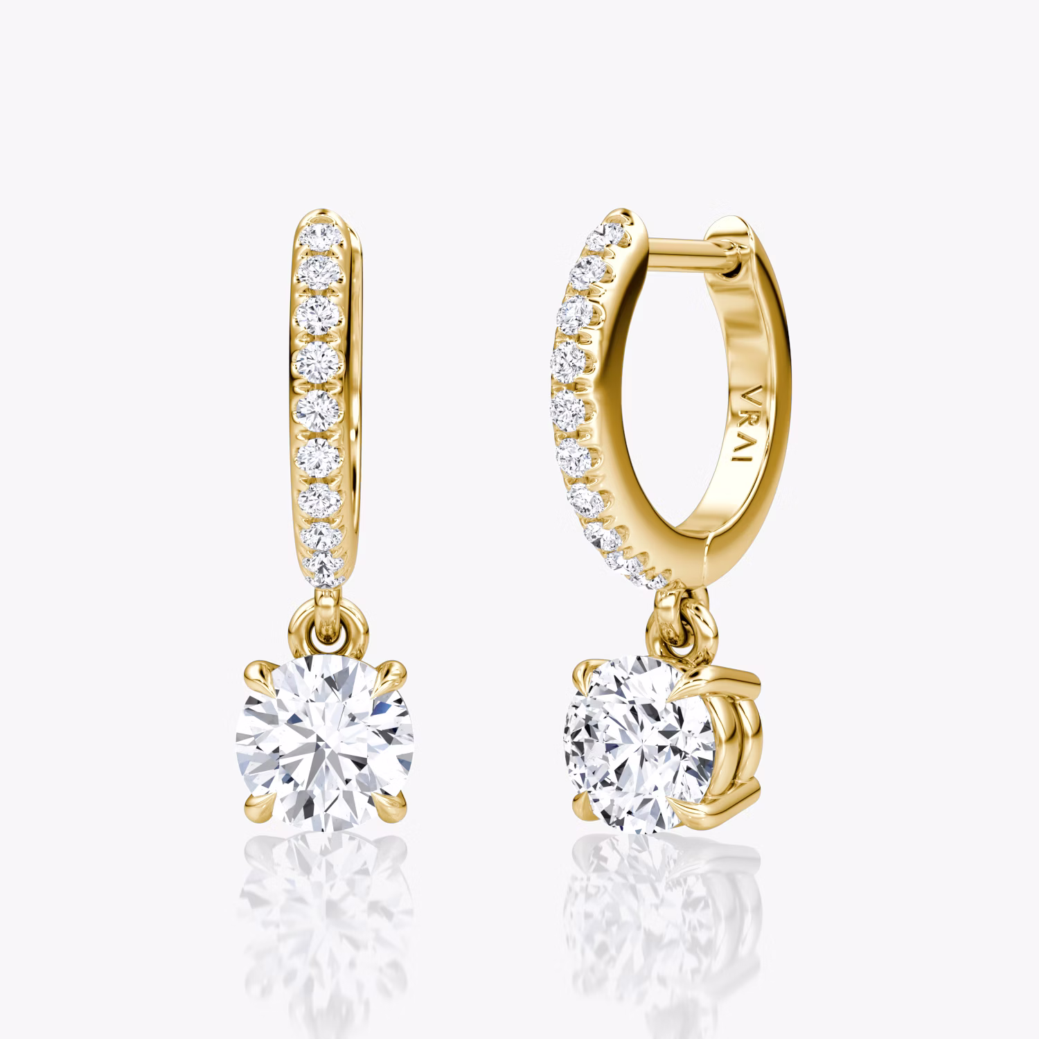 Solitaire Drop huggie Hoop 1/2ct YG Pavé