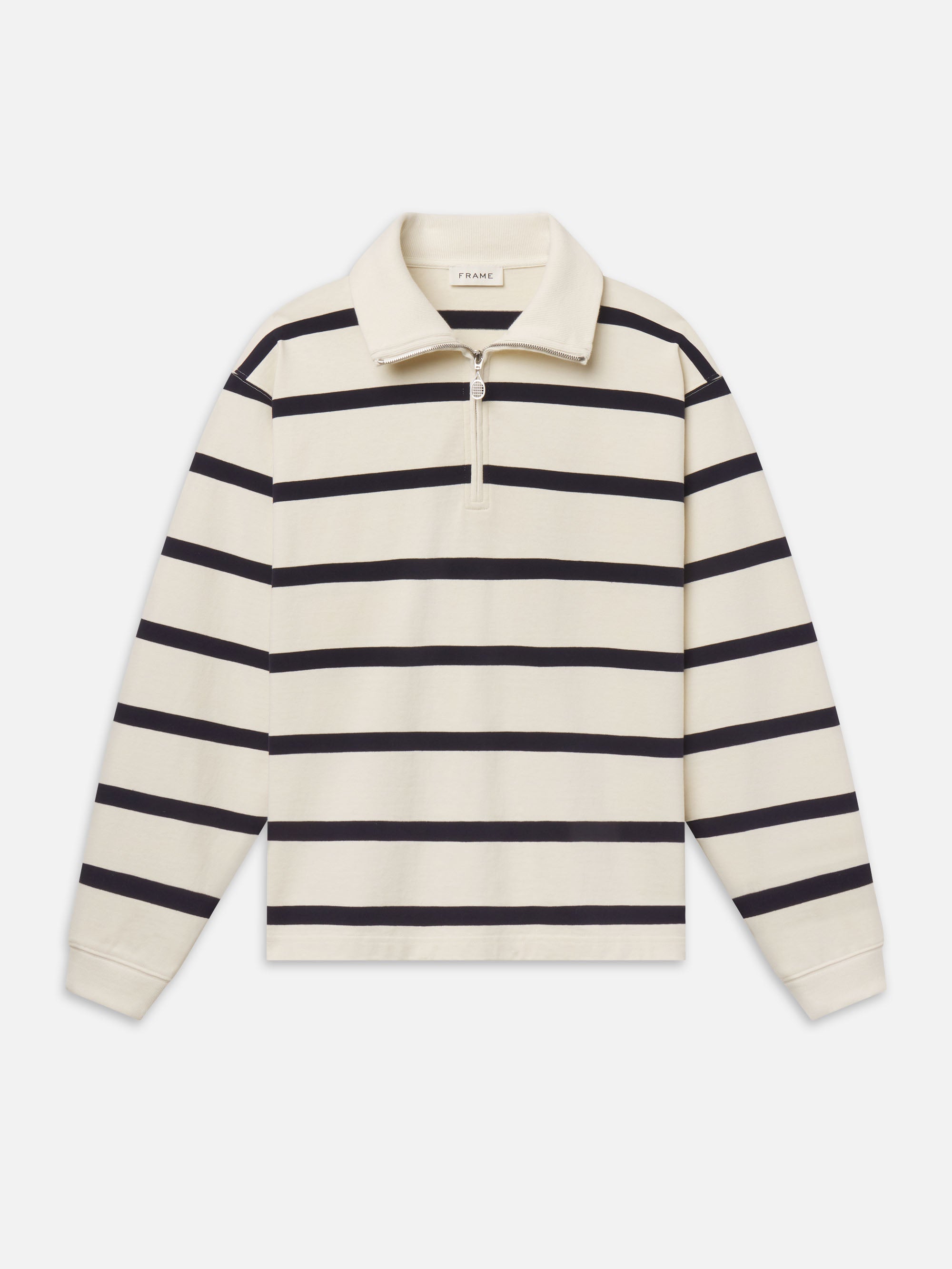 STRIPED HALF-ZIP SWEATSHIRT IN NAVY STRIPE