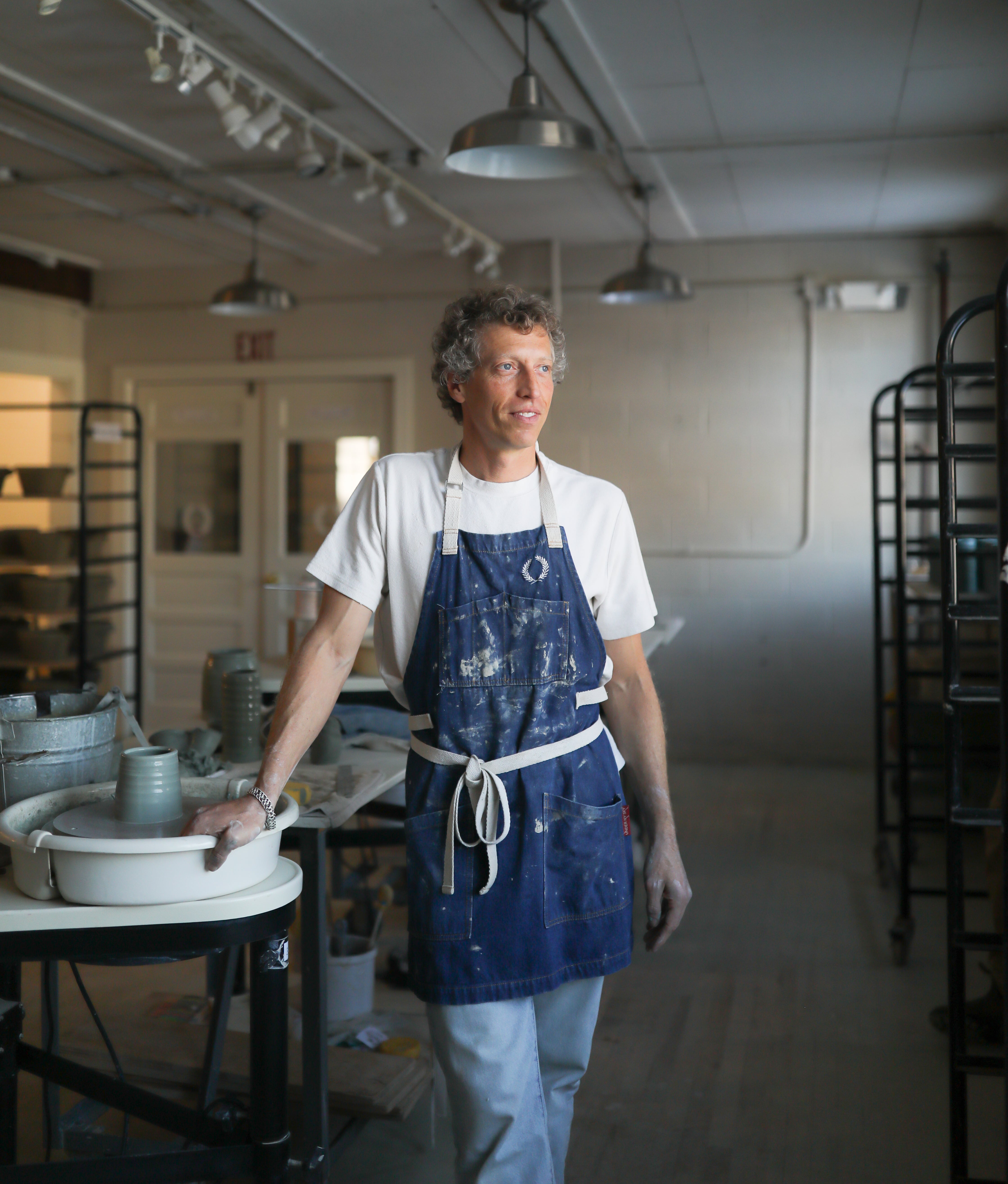 James Zilian in the Farmhouse Pottery studio