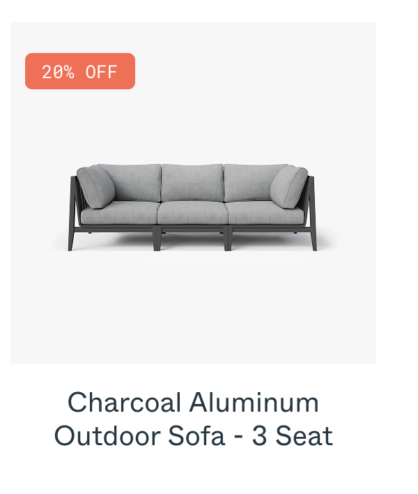 Charcoal Aluminum Outdoor Sofa - 3 Seat