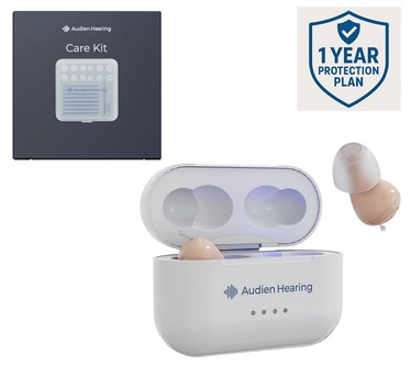 Audien Hearing Atom Pro 2 Hearing Aids with Care Kit & Protection Plan