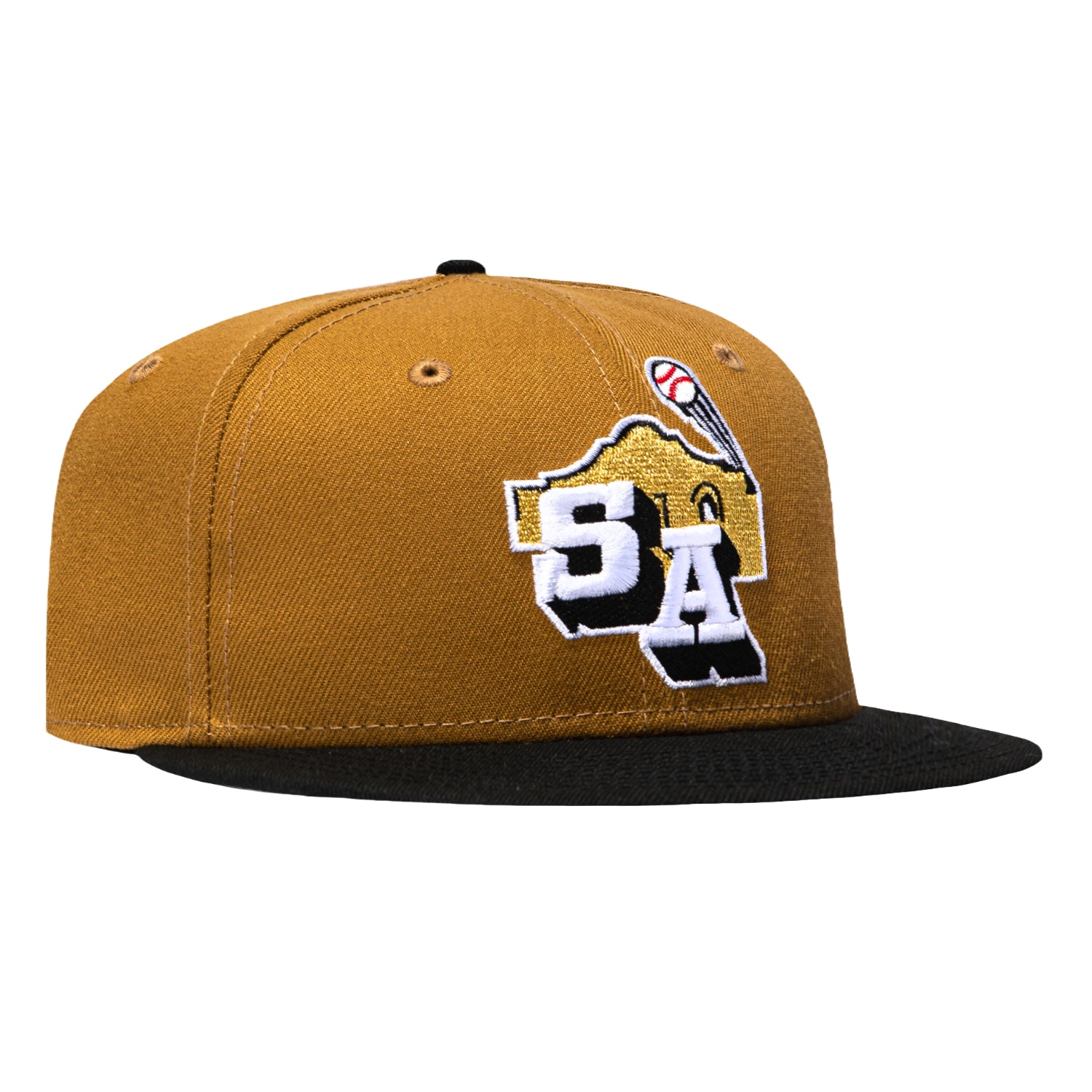 Image of New Era 59Fifty San Antonio Missions Hat - Gold, Black