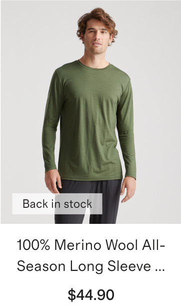 100% Merino Wool All-Season Long Sleeve Base Layer Tee