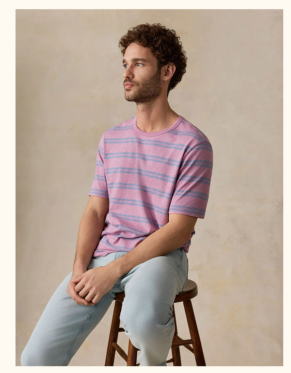 Sunwashed Regenerative Tee - Coast Orchid Stripe
