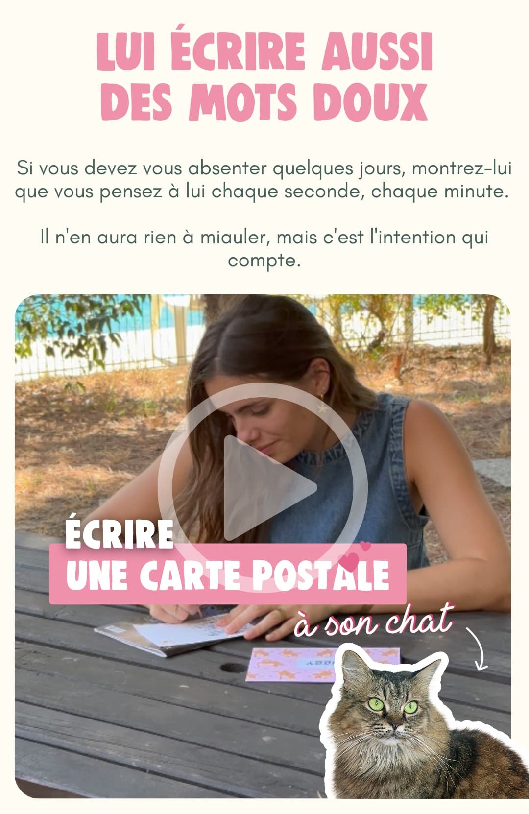 Écrire une carte postale à son chat