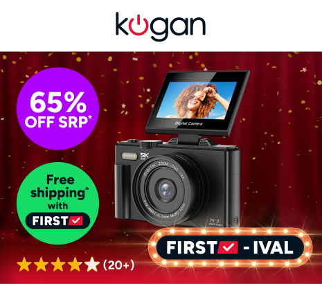 Kogan 5K 75MP Digital Vlogging Camera with Flip Screen (Dual Battery Bundle) Product Image