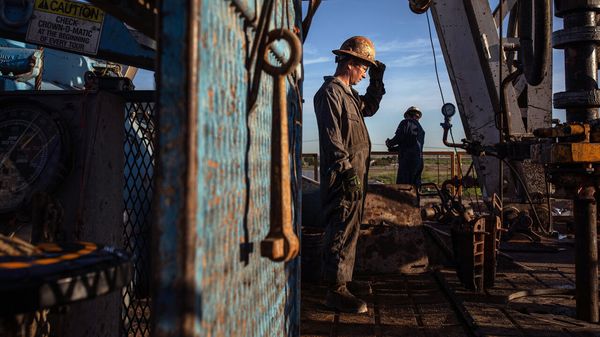 Workers at a drill rig. 