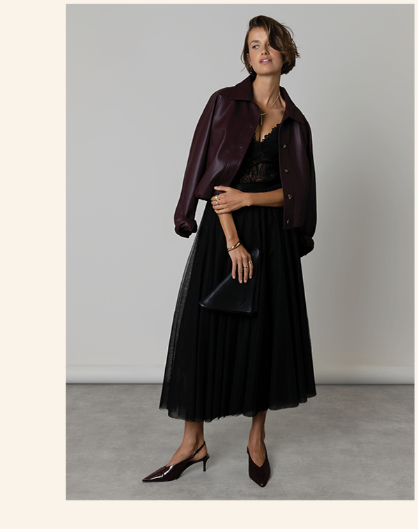 Ember Faux Leather Bomber Jacket