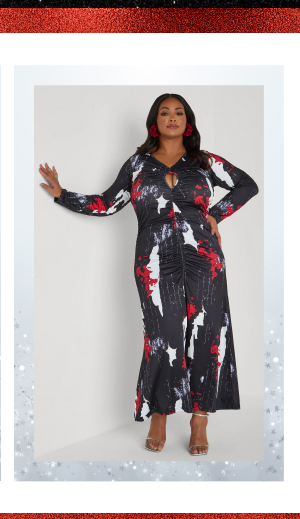 Cutout Abstract Print Maxi Dress