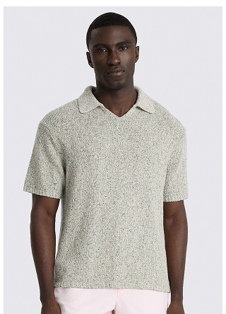 Multi-Colour Cotton-Linen V-Neck Polo Shirt