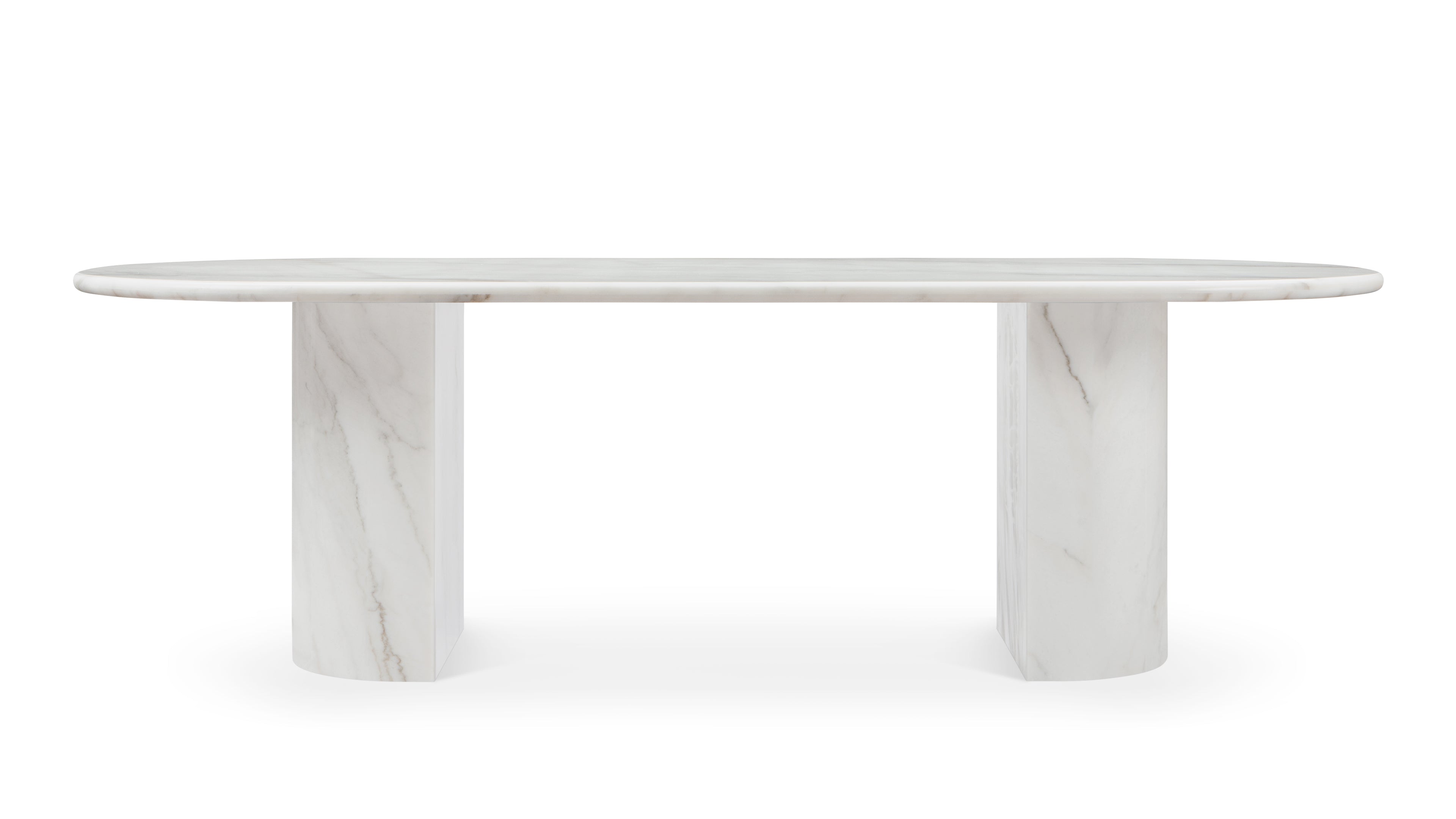 Image of Dante - Dante Dining Table, Fiore Bianco Marble, 98in