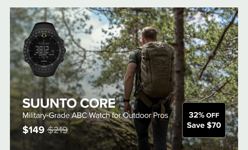 Suunto Core - Military‑Grade ABC Watch for Outdoor Pros, 32% off