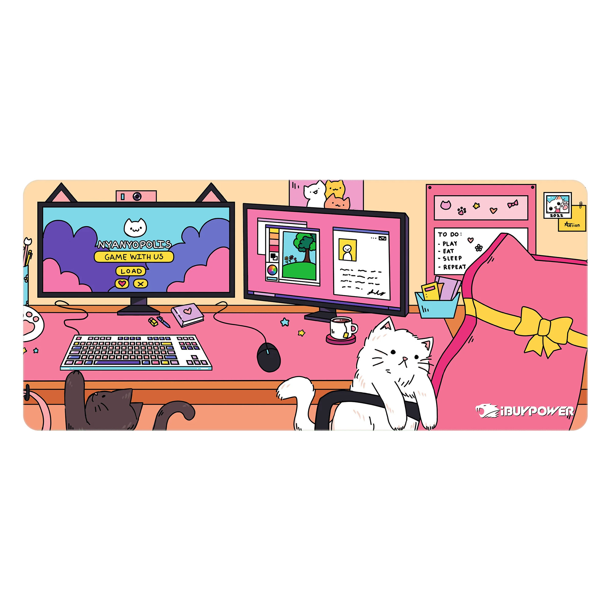 iBUYPOWER X HYTE CNVS Analog Nyanyopolis Desk Pad