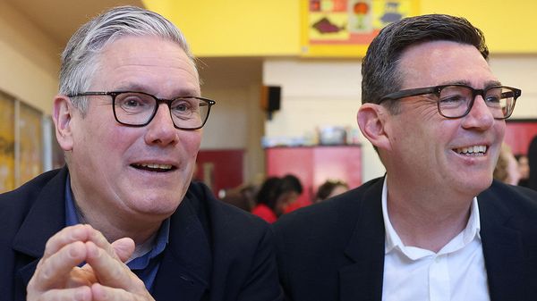 Keir Starmer and Andy Burnham at Holy Trinity Primary School, Ashton Under Lyne, April 13th 2026