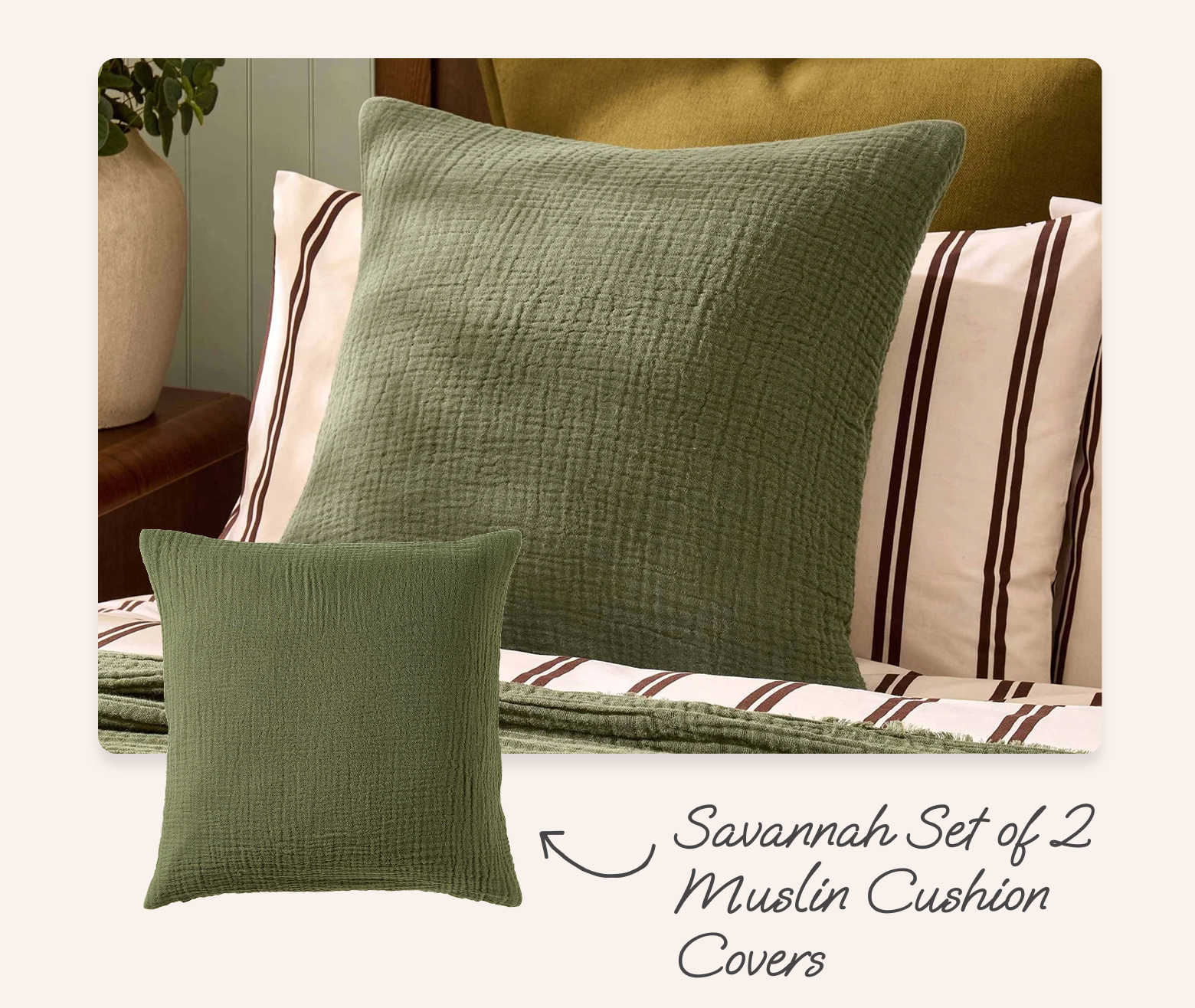 Savannah Set of 2 Tufted Muslin Sofa Cushion Covers