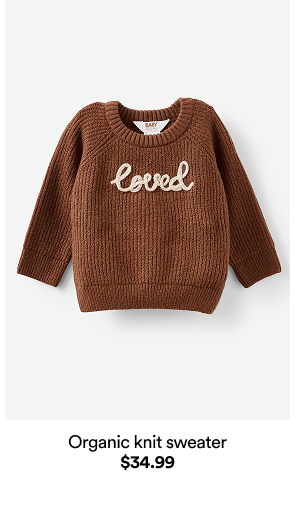 Organic knit sweater  $34.99