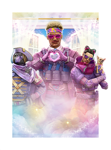 Art showcasing sparkling new skins for Tom Clancy's Rainbow Six Siege to promote the Rainbow is Magic in-game event.