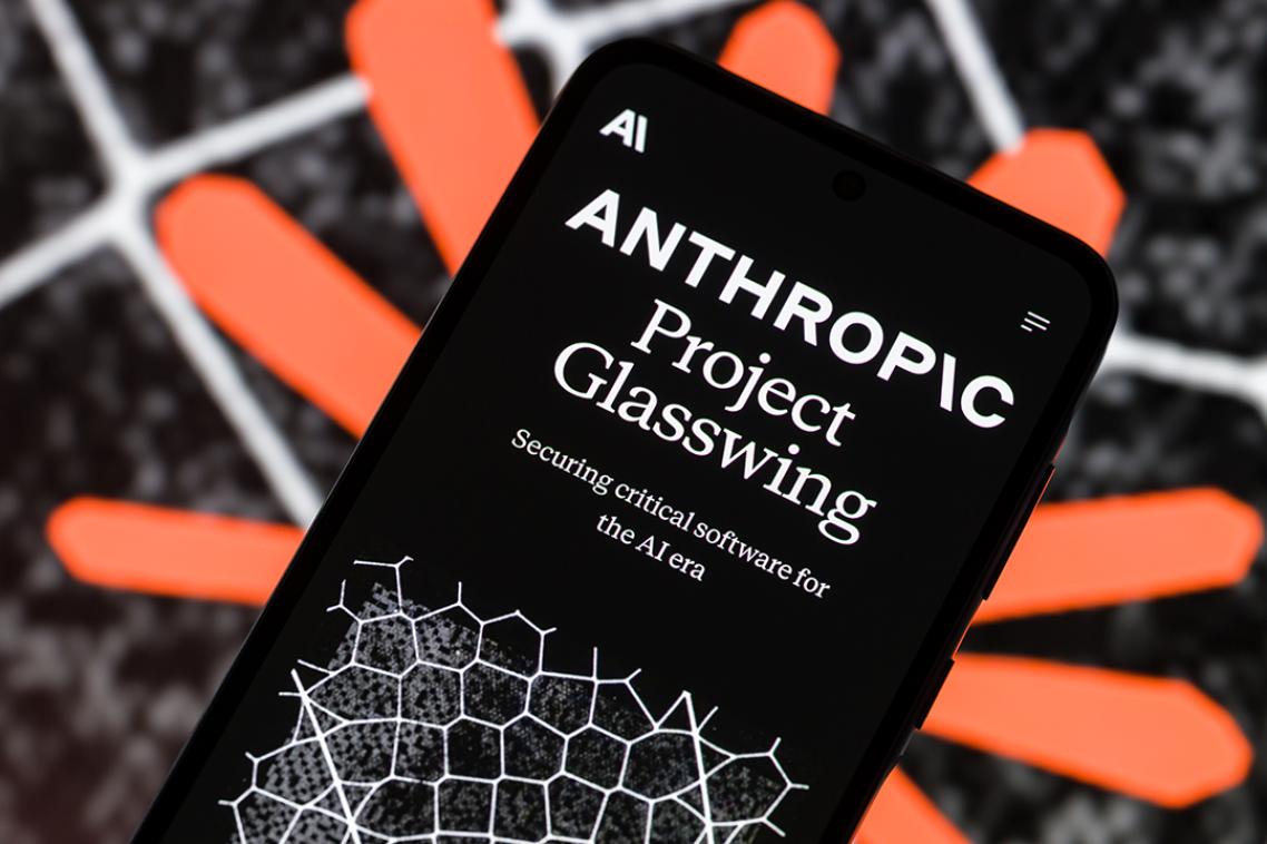 Anthropic's Project Glasswing website is displayed on a smartphone screen.