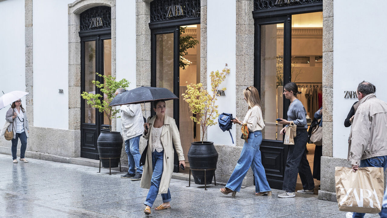 Shoppers outside a Zara fashion store
