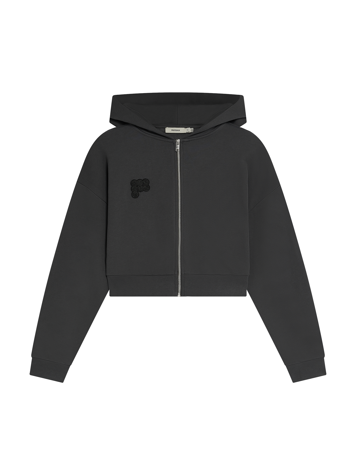 Womens Cropped Zip Up Hoodie - Smoked Black