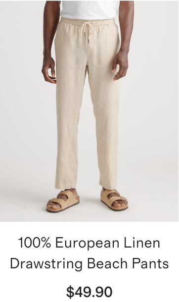 100% European Linen Drawstring Beach Pants