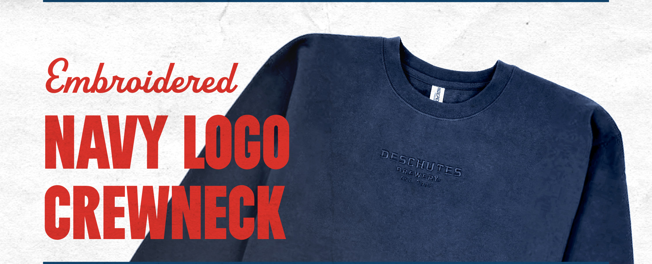 Embroidered navy logo crewneck
