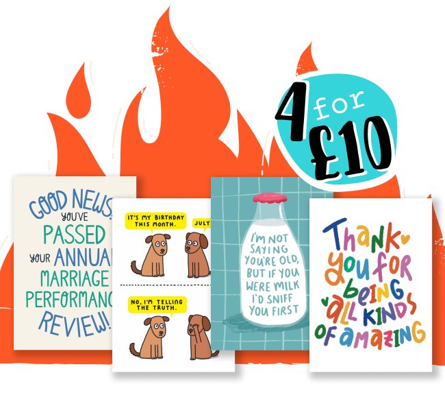 4 cards for £10