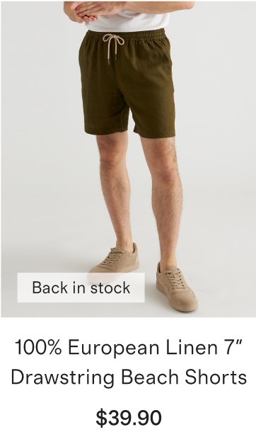 100% European Linen 7 Drawstring Beach Shorts