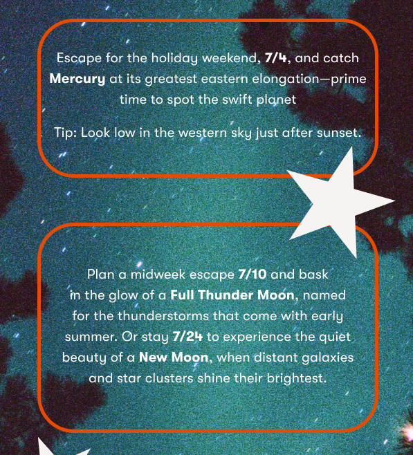 Escape for the holiday weekend, 7/4, and catch Mercury at its greatest eastern elongation