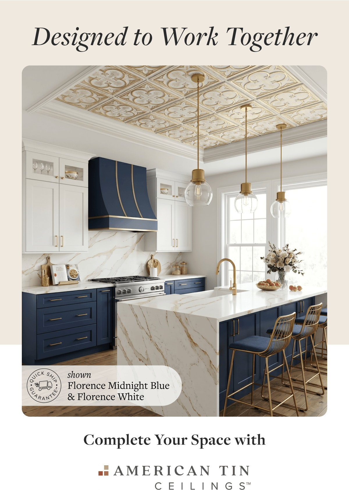 Designed to Work Together with American Tin Ceilings for Ceilings and Backsplashes or Islands