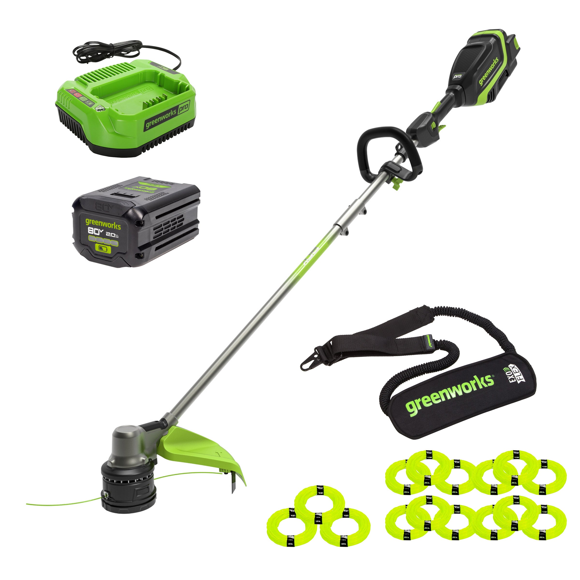 Greenworks 80V Gen 3 17-inch Brushless String Trimmer with 2.0Ah Battery and Charger