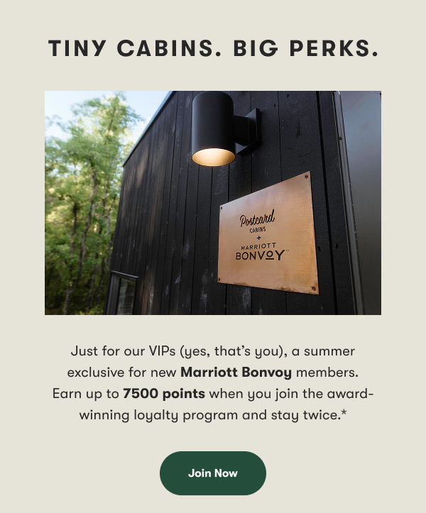 Tiny Cabins. Big Perks.