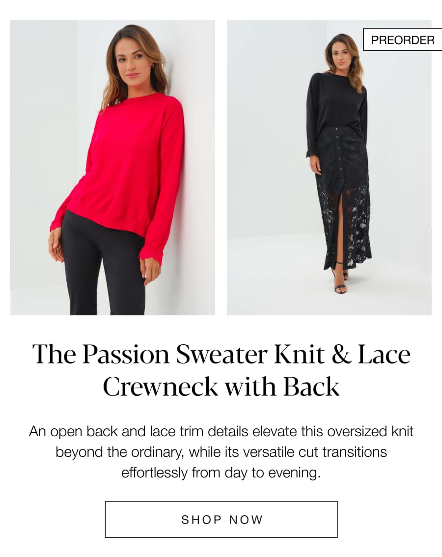 The Passion Sweater Knit & Lace Crewneck with Back