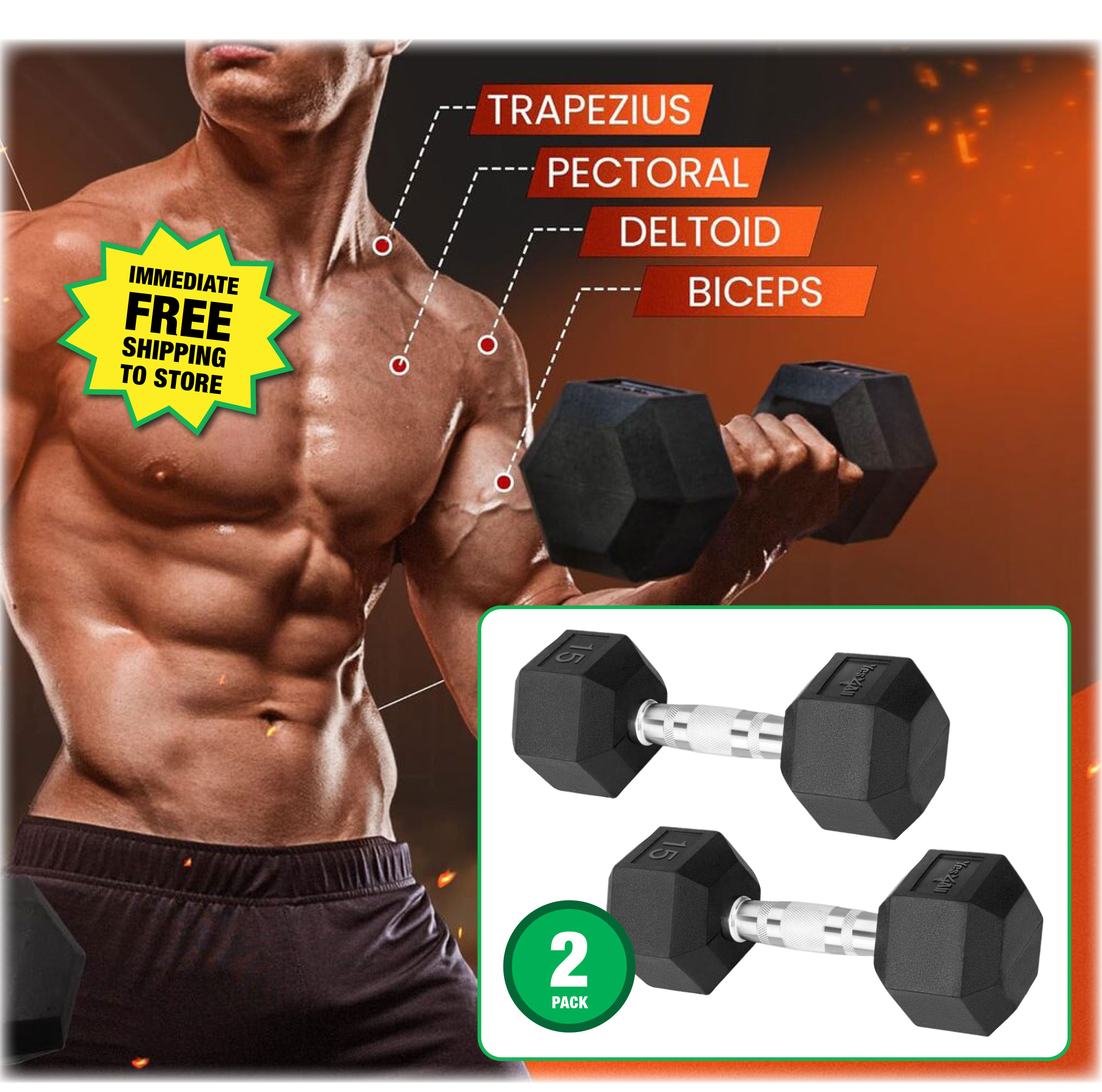 15 lb. Chrome Grip Hex Dumbbell - ONLY $19.99 After Rebate*!