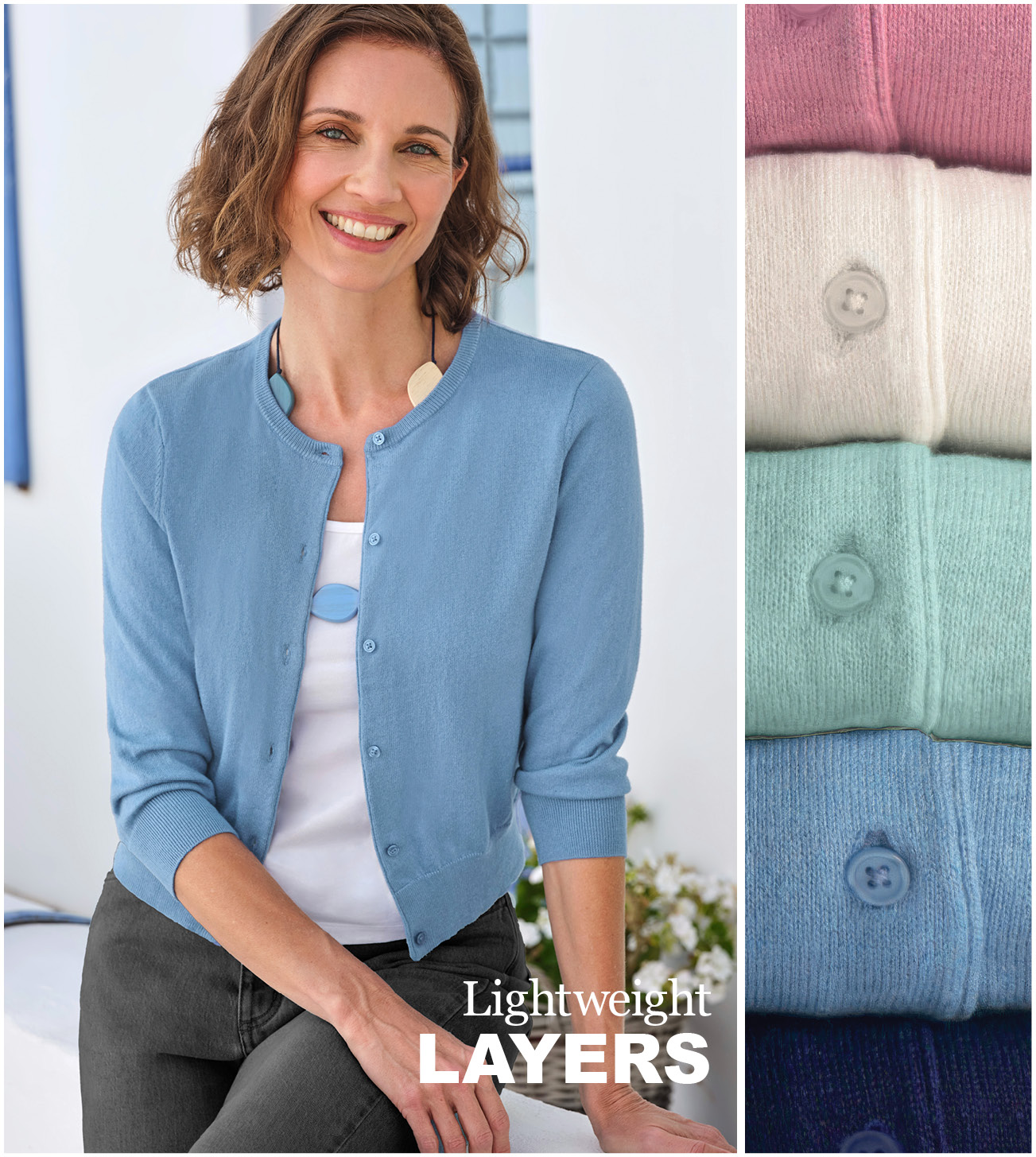 Silk and Cotton 3/4 Sleeve Crop Cardigan