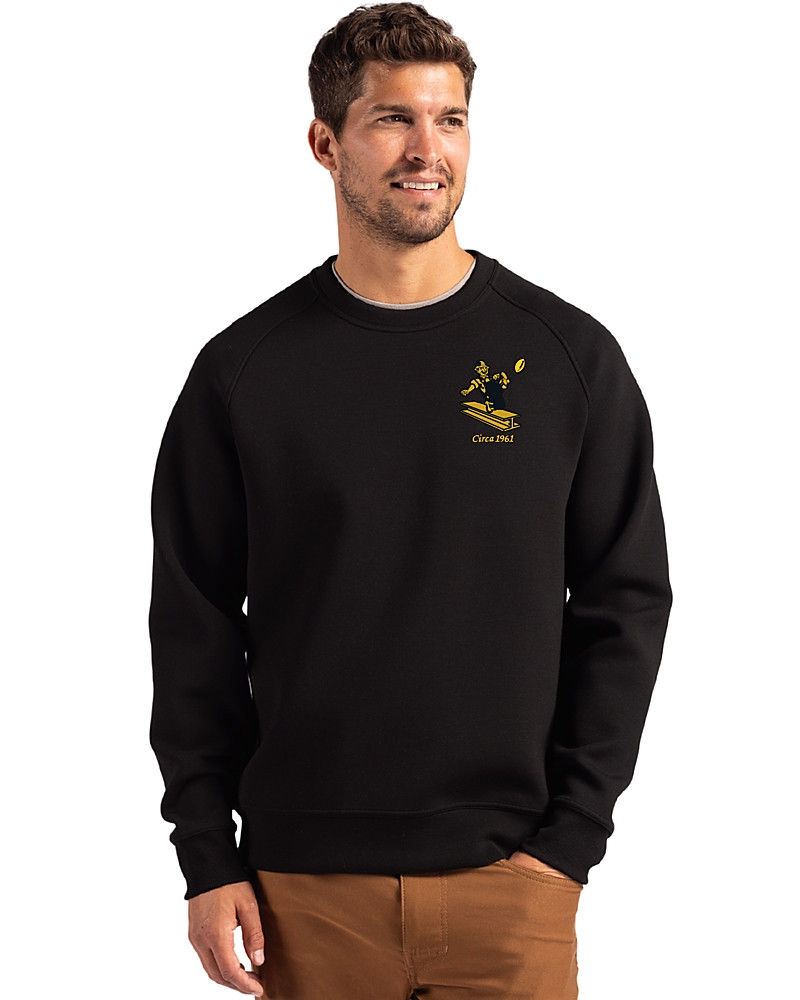 Image of Pittsburgh Steelers Historic Cutter & Buck Roam Epic Versatility Recycled Crew Neck Mens Pullover