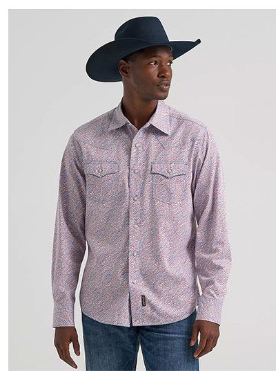 Men's Wrangler Retro® Premium Long Sleeve Western Snap Printed Shirt