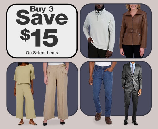 Buy 3 Save $15 on select apparel items